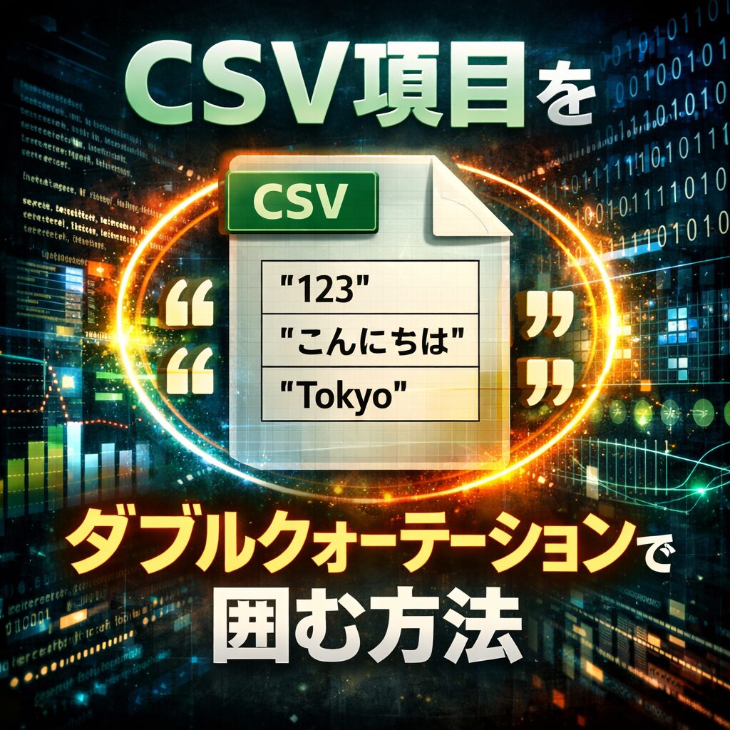 CSVファイルの項目をダブルクォーテーションで囲む方法