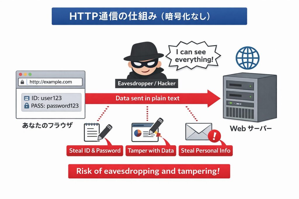 HTTP通信の仕組み（暗号化なし）