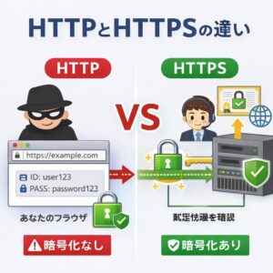 HTTPとHTTPSの違い を図解で解説|暗号化・セキュリティの差 HTTPとHTTPSの違い を図解で解説|暗号化・セキュリティの差