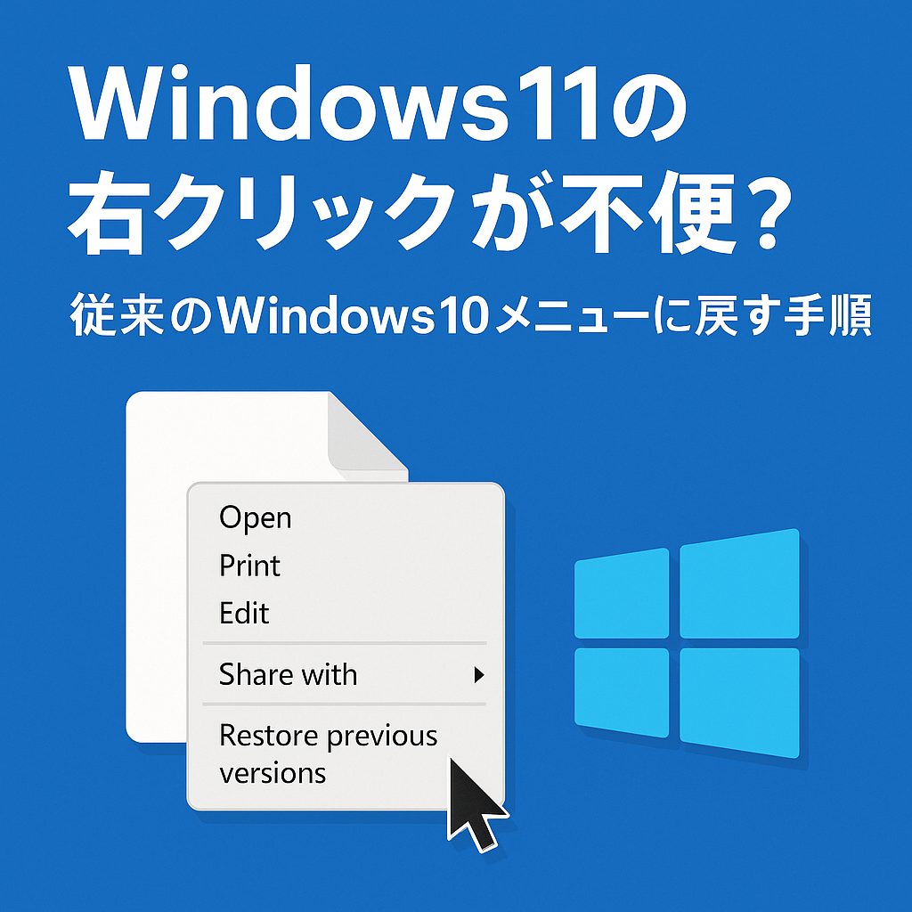 Windows11の右クリックが不便