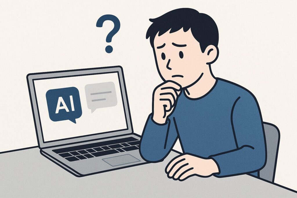 ChatGPT 利用者が悩んでいる挿絵