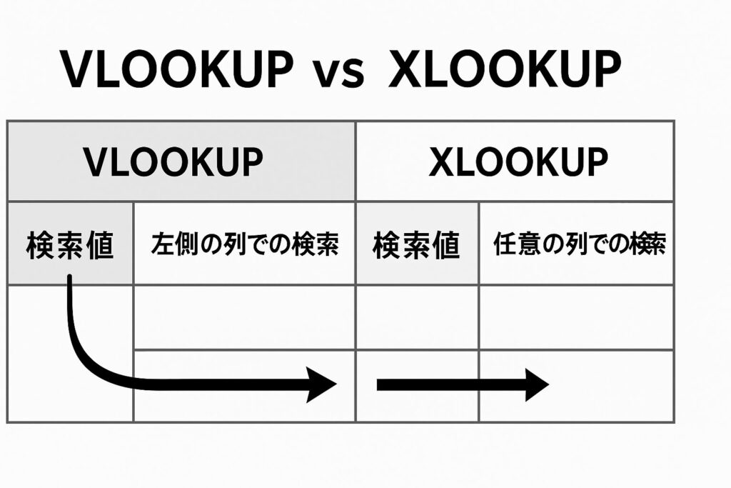 VLOOKUP vs XLOOKUP 比較図