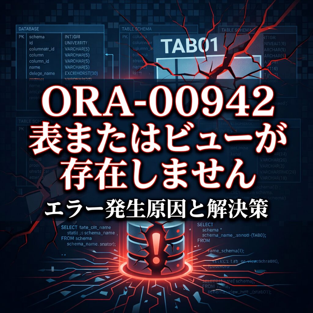 Oracle「ORA-00942 表またはビューが存在しません」エラー発生原因と解決策