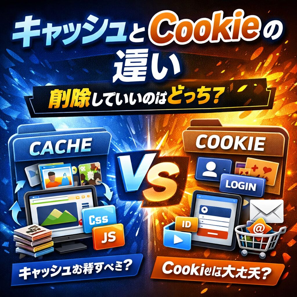 キャッシュ と Cookie の違い｜削除していいのはどっち？