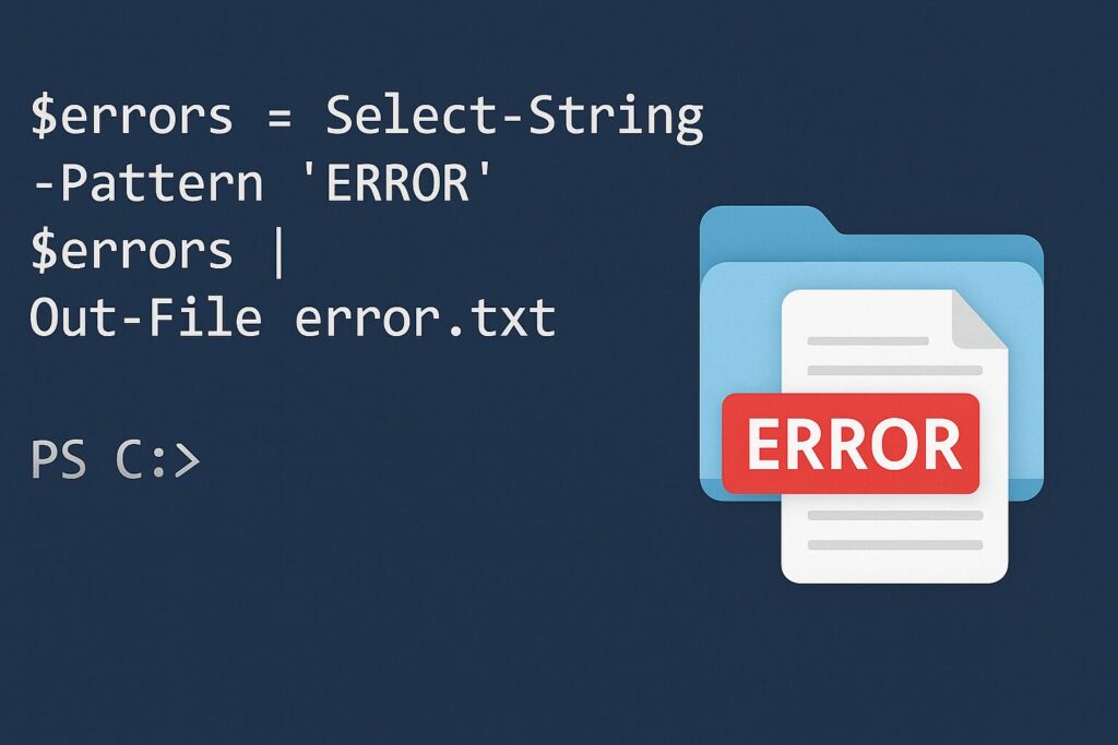 PowerShellでログファイルからエラー行を抽出するイメージ
