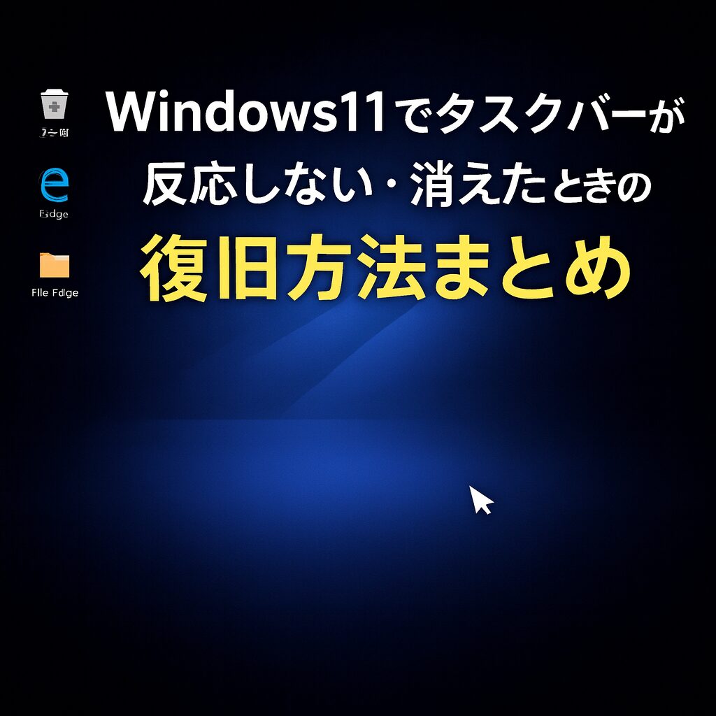 Windows11でタスクバーが反応しない・消えた時の復旧方法
