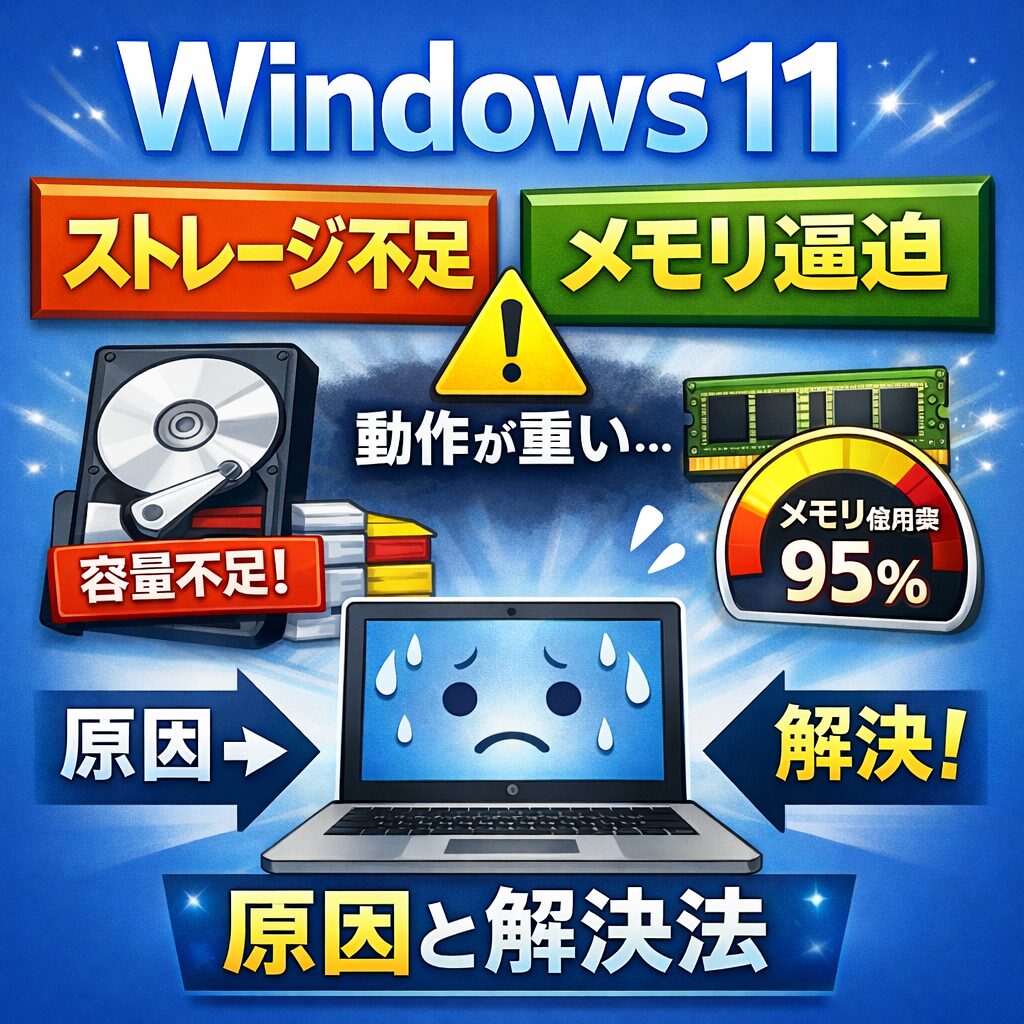 Windows11でストレージ不足・メモリ逼迫が起きる理由と解決手順