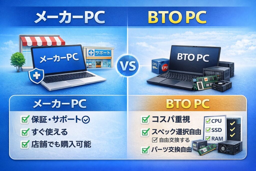 メーカーPCとBTO PCの違いとは？