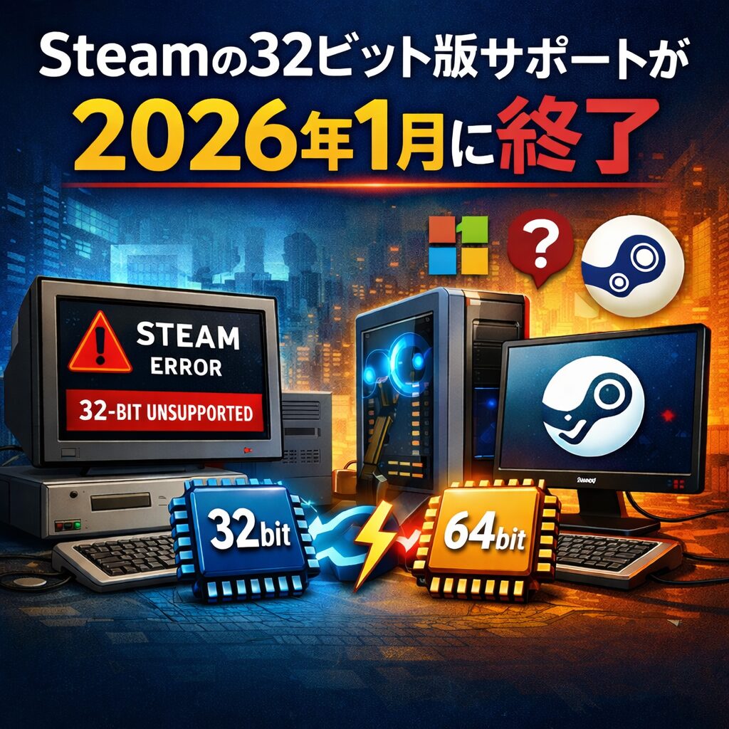 Steamの32ビット版サポートが2026年1月に終了｜影響と今すぐやるべき対策