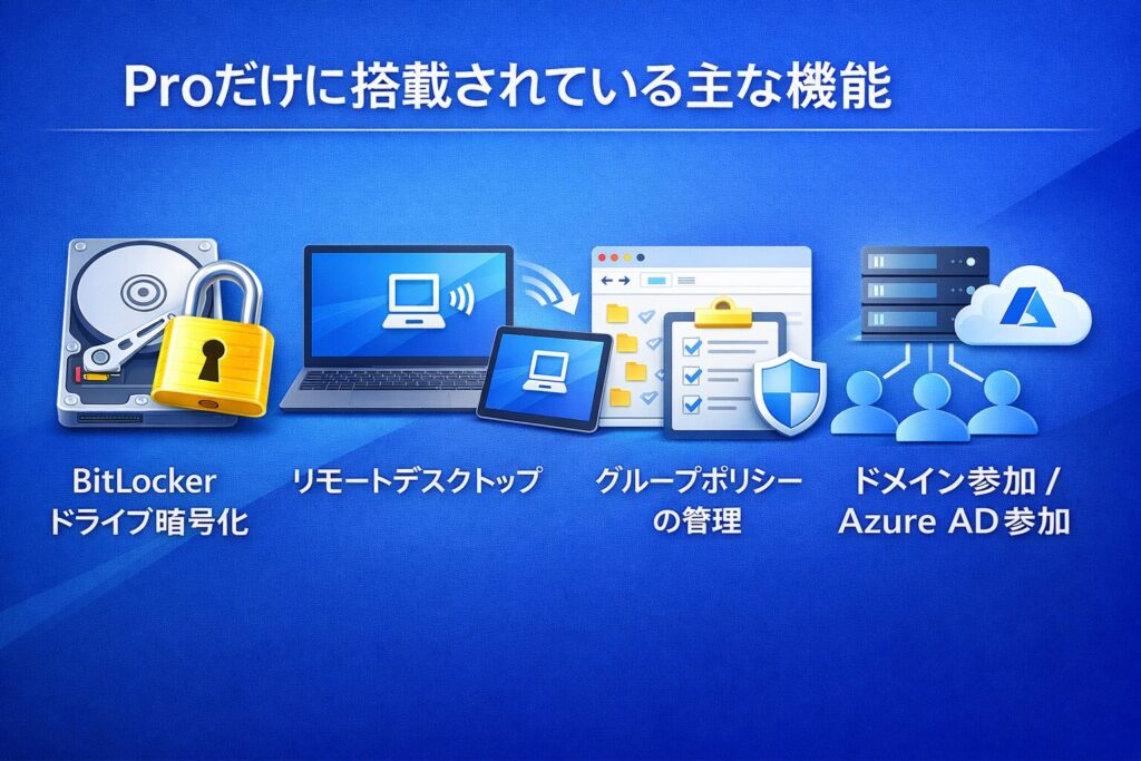 Windows11 Proだけに搭載されている主な機能