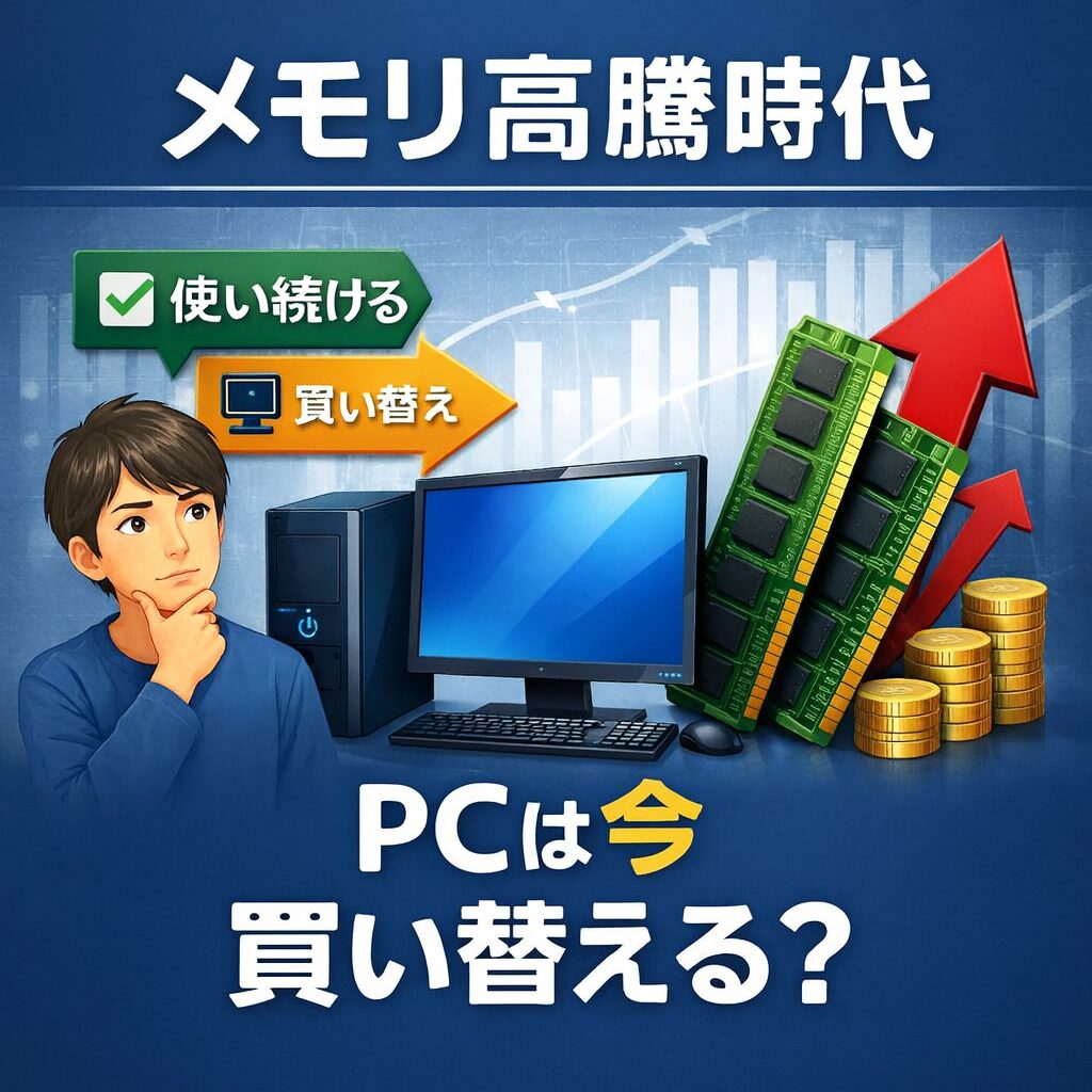 メモリ高騰時代にPCを買い替えた方がいい人・まだ使い続けた方がいい人
