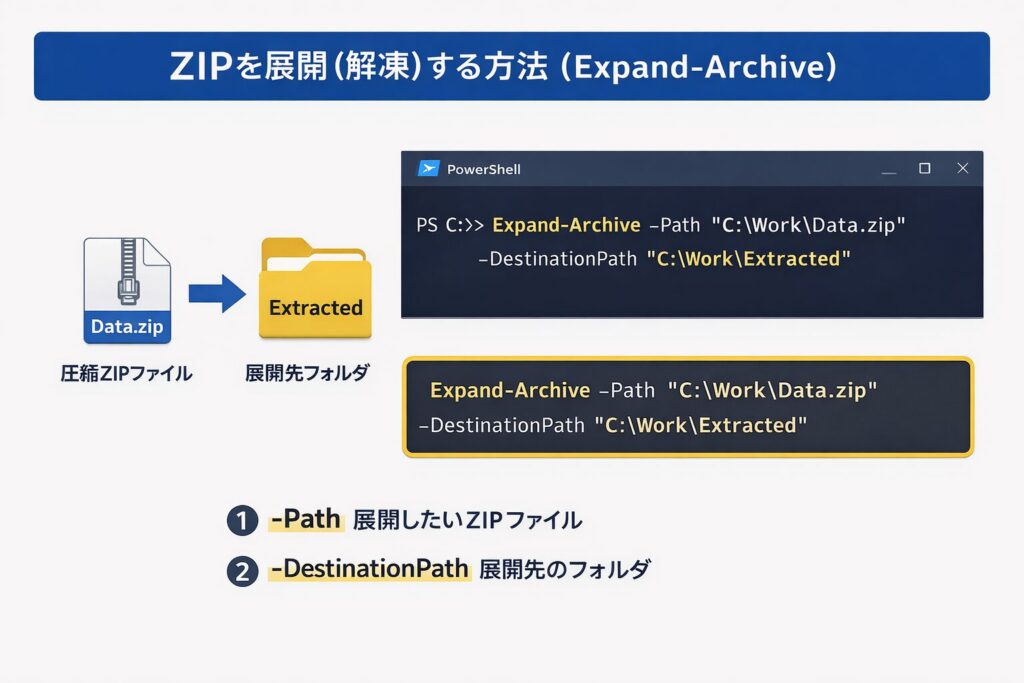 ZIPを展開（解凍）する方法（Expand-Archive）