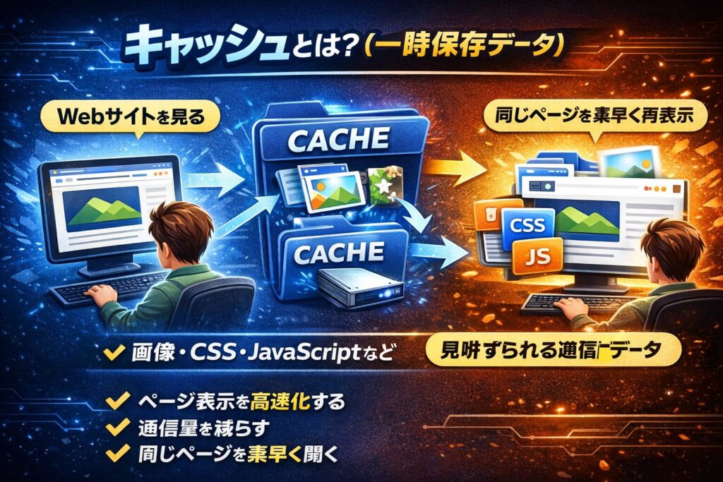 キャッシュとは？（一時保存データ）