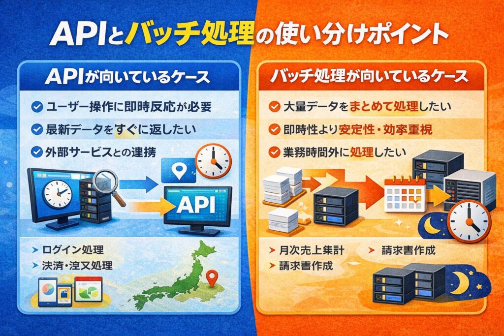 APIとバッチ処理の使い分けポイント