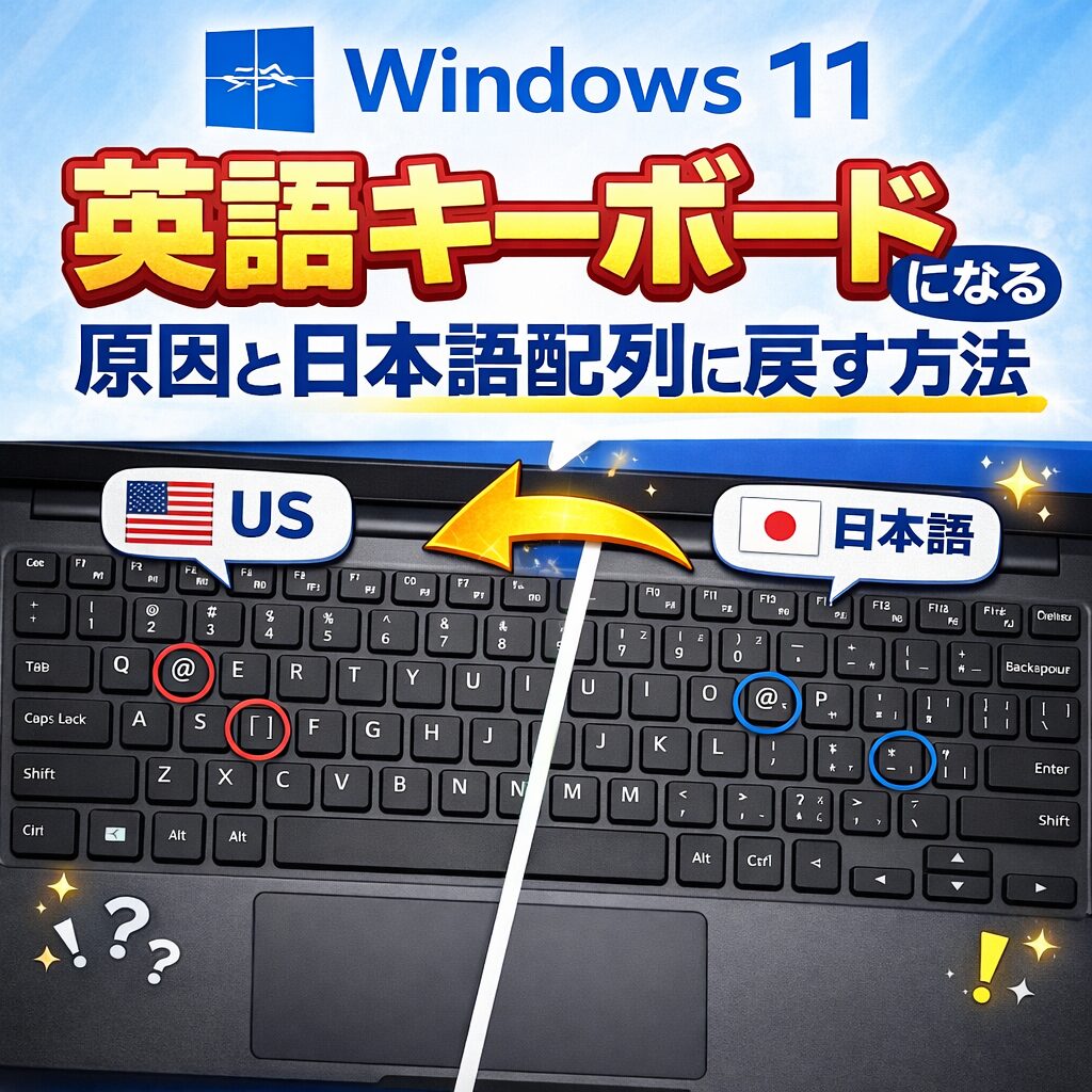 Windows11 英語キーボードになる原因と日本語配列に戻す方法
