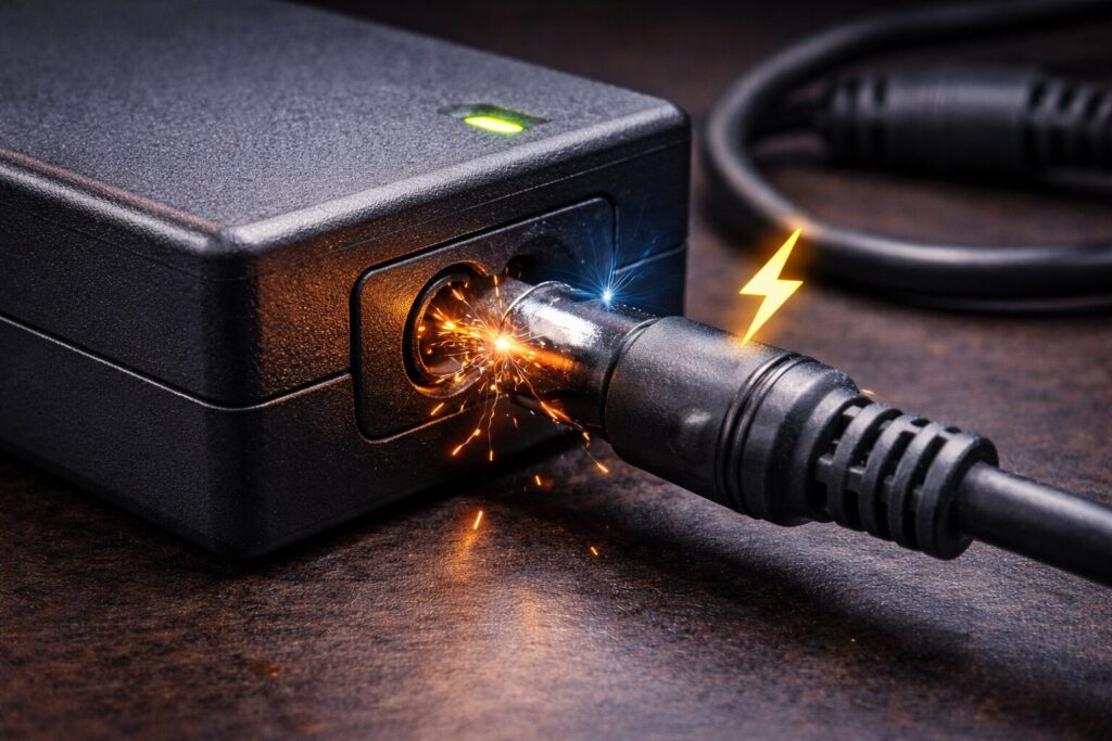 電源ケーブル・ACアダプターの接触不良イメージ