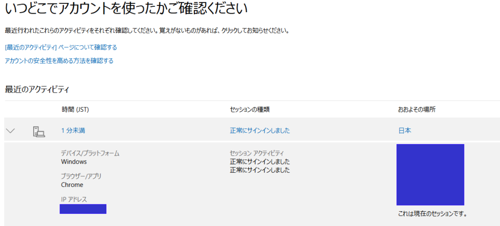 サインインアクティビティ