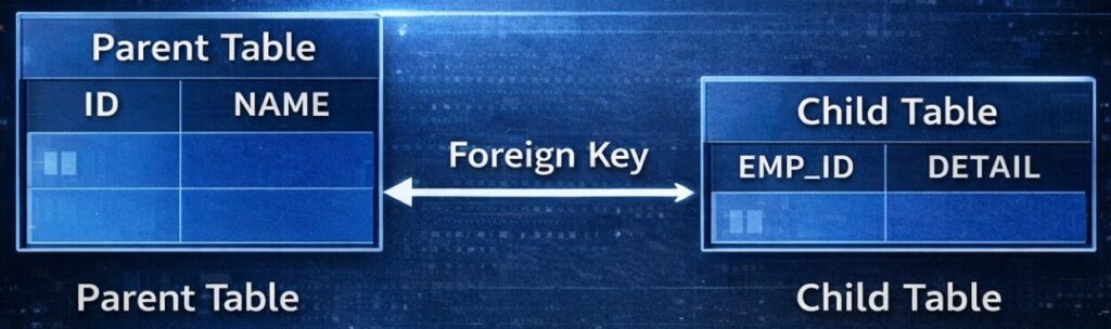 親テーブルと子テーブルのリレーション図
