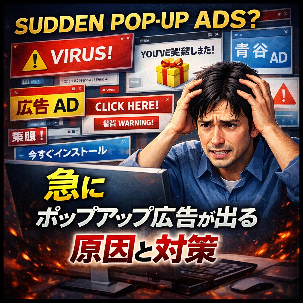 急にポップアップ広告が出るようになった時の原因と除去方法