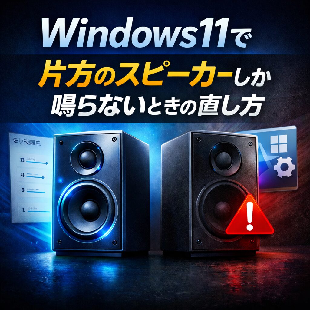Windows11で片方のスピーカーしか鳴らない時の直し方