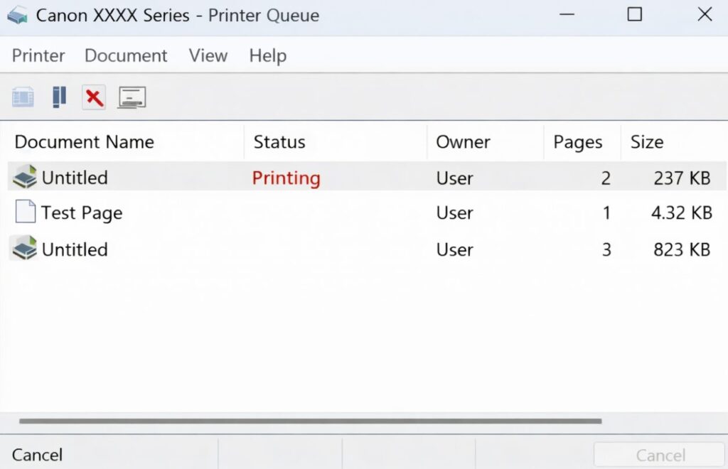 Windowsで「印刷中」で止まる