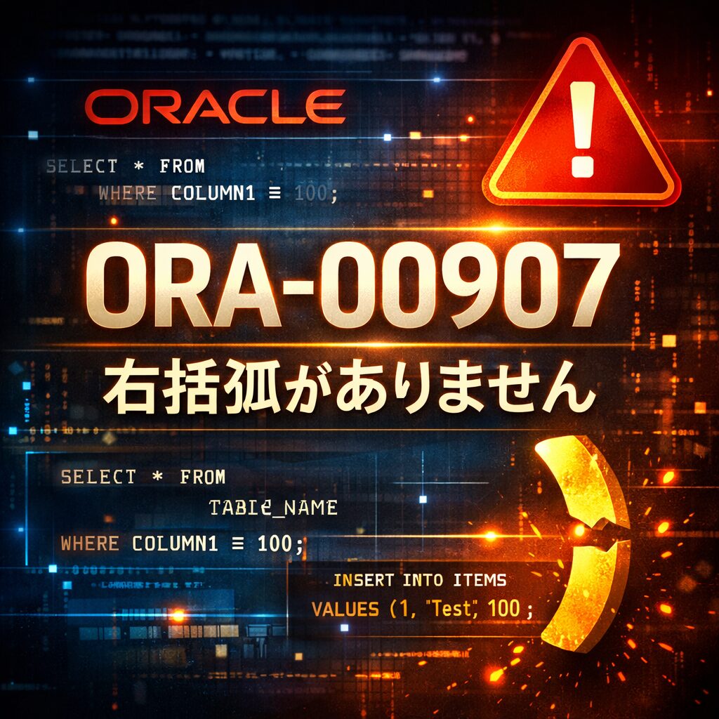 Oracle「 ORA-00907 右括弧がありません」よくある原因と対処法