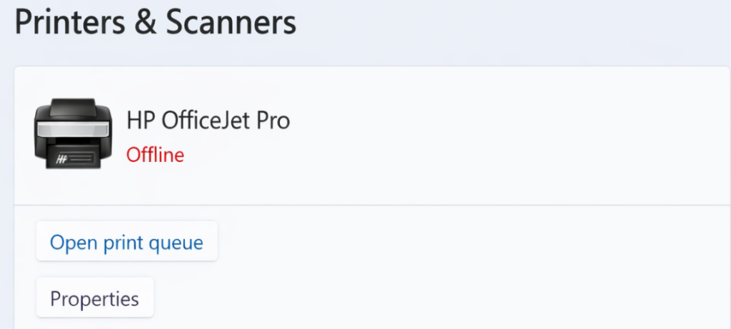 プリンターを「オフラインで使用する」が有効になっている