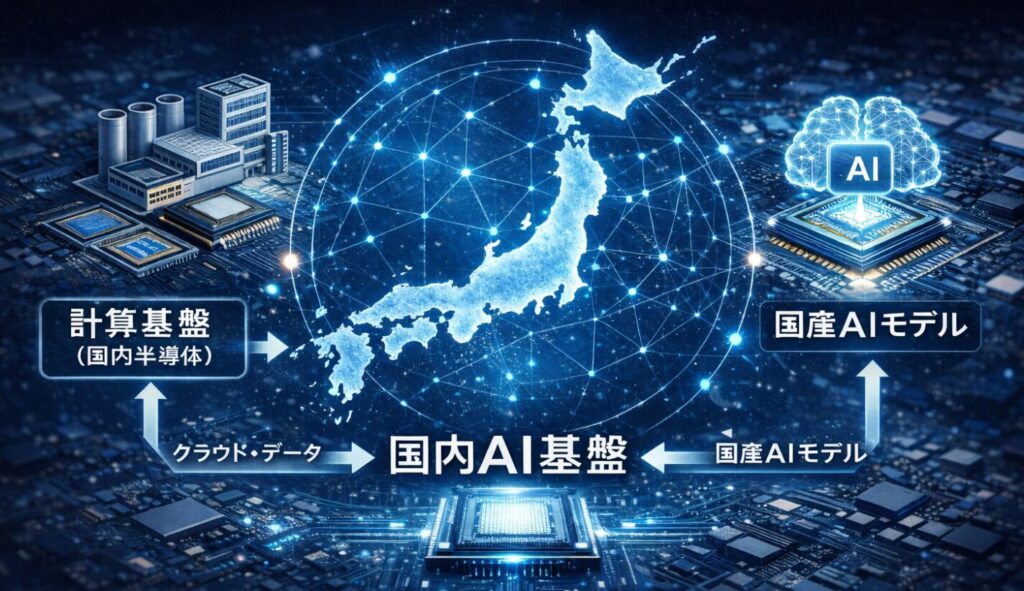 日本国内のAI基盤構成を示した概念図