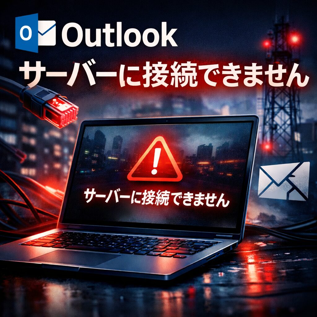Outlookで「サーバーに接続できません」と表示される時の対処法