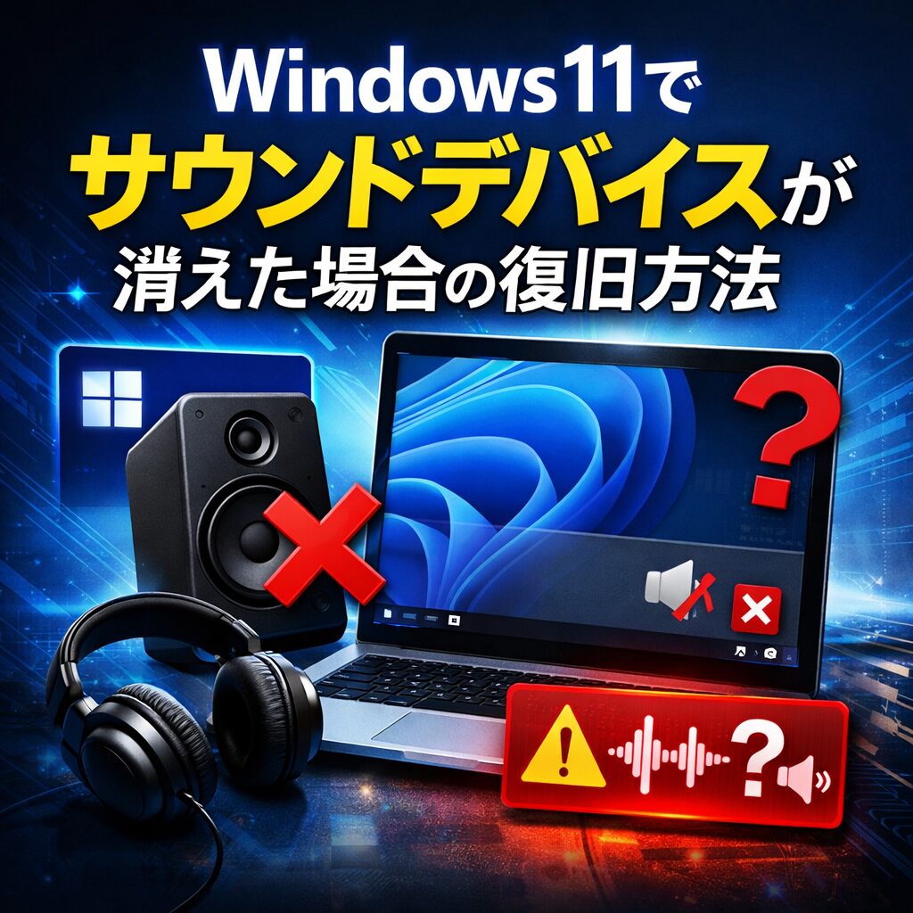Windows11でサウンドデバイスが消えた場合の復旧方法