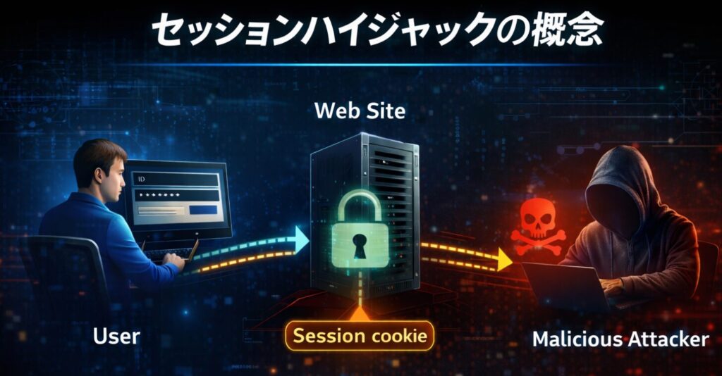 セッションハイジャックの概念図