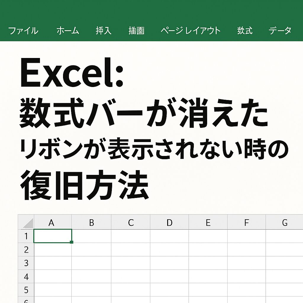 Excel：数式バーが消えた／リボンが表示されない時の復旧方法