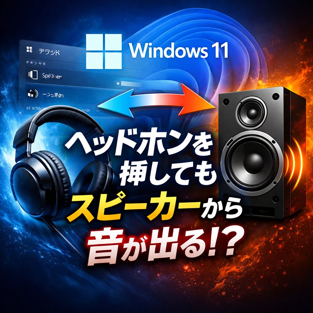Windows11でヘッドホンを挿してもスピーカーから音が出る時の直し方