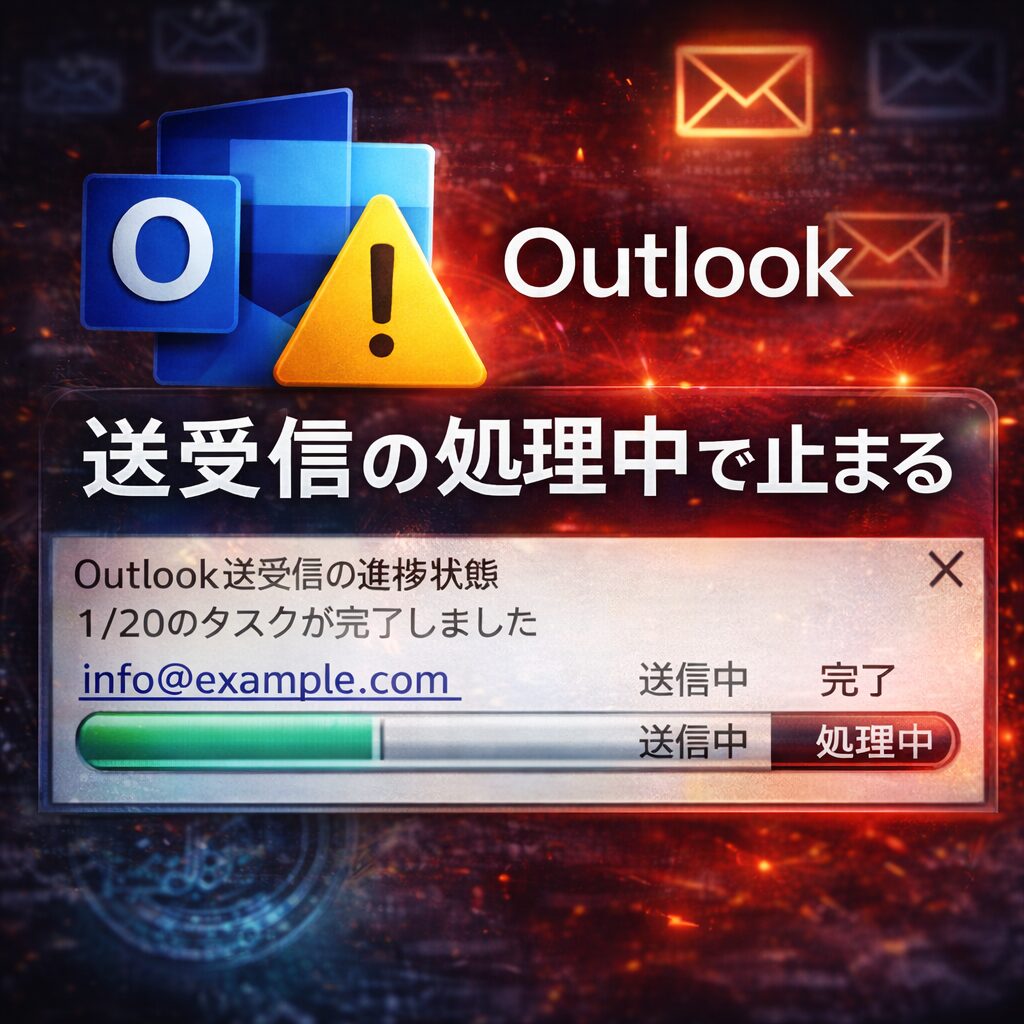 Outlookで送受信が完了しない原因｜進捗バーが止まる不具合の解決方法