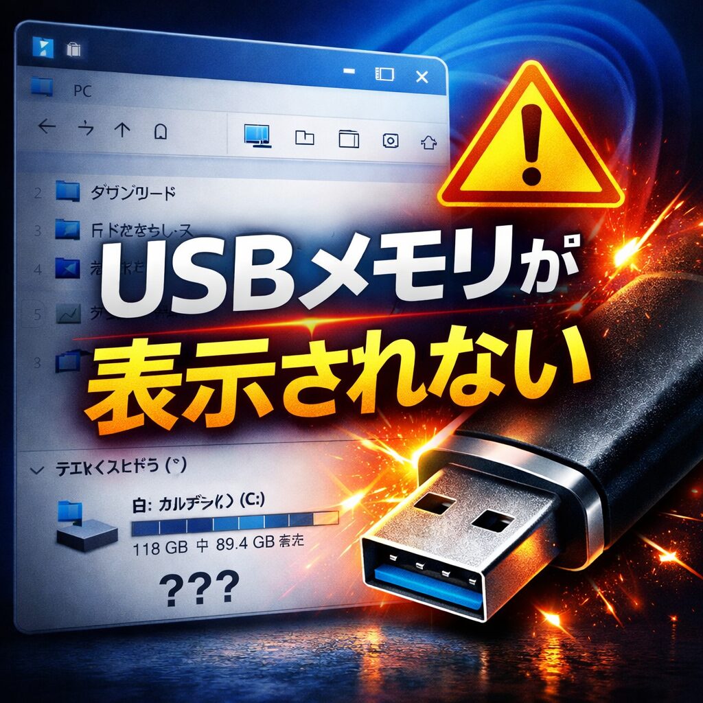 Windows11でUSBメモリがエクスプローラーに表示されない時の直し方