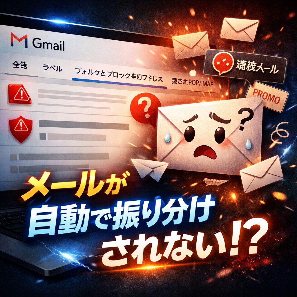 Gmailでメールが自動振り分けされない原因と修正方法