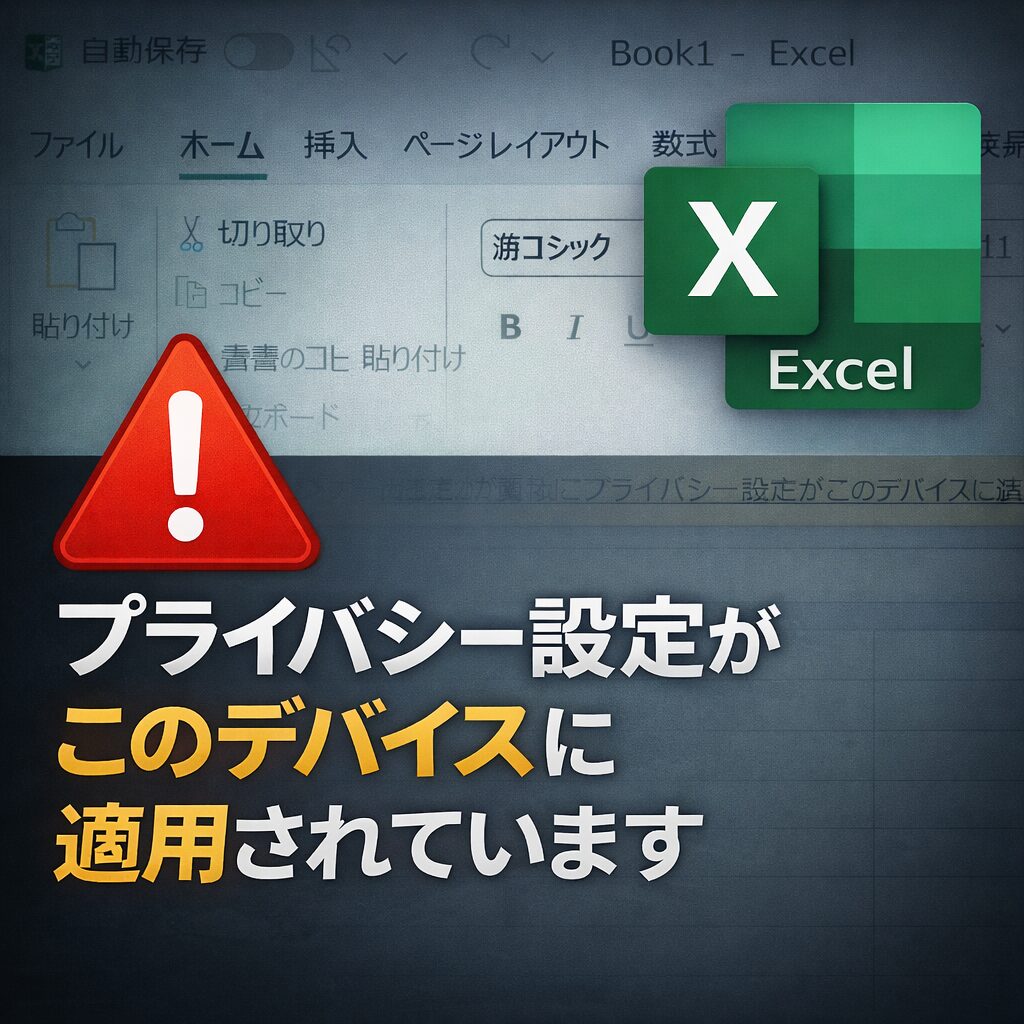 Excelで「アカウントのプライバシー設定がこのデバイスに適用されています」と表示される原因と対処法