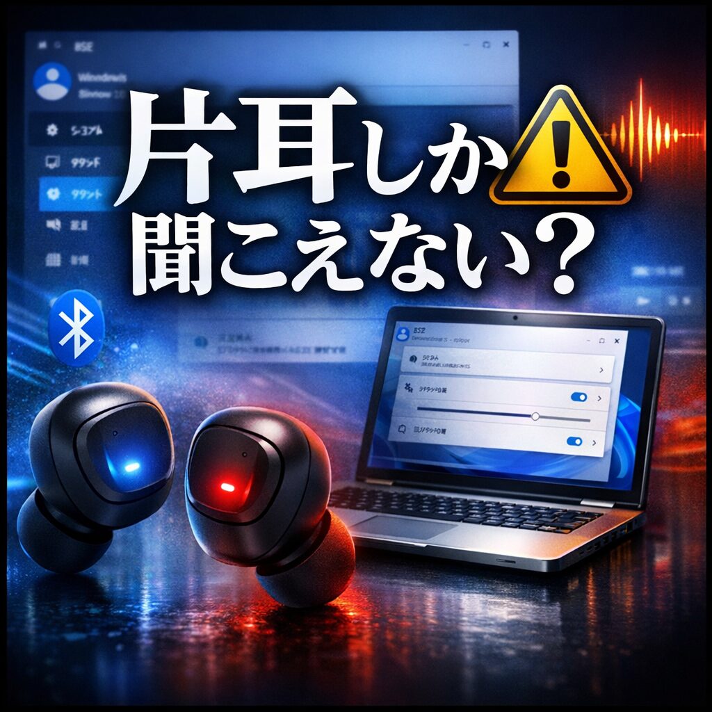 Bluetoothイヤホンが片耳しか聞こえない原因と直し方【Windows11対応】
