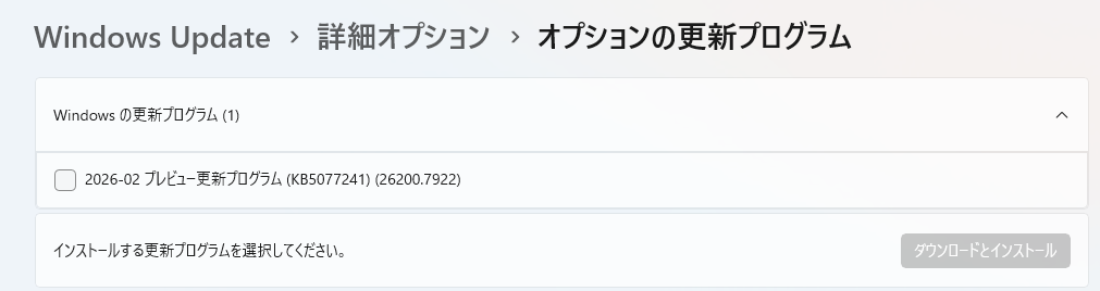 オプションの更新プログラム