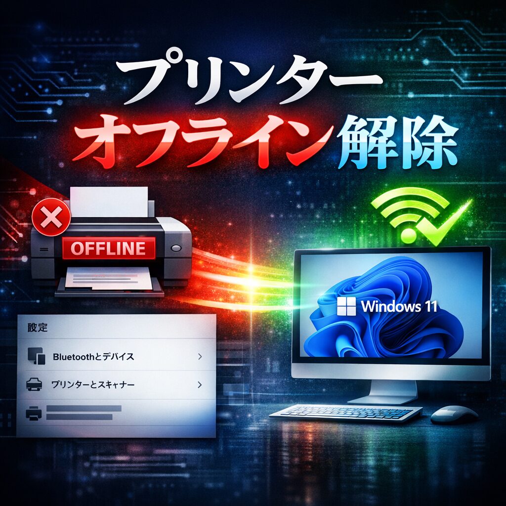 プリンターがオフラインになる原因とオンラインに戻す方法【Windows11対応】