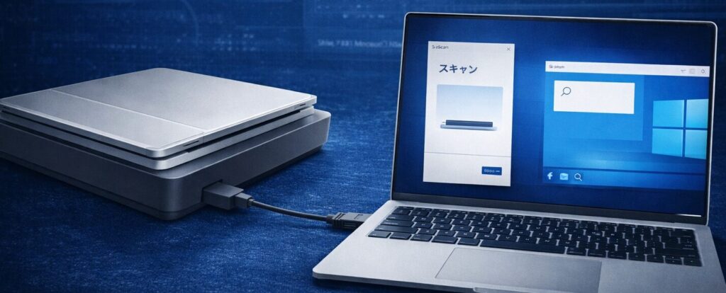 Windows PCとUSB接続されたスキャナーのイメージ図